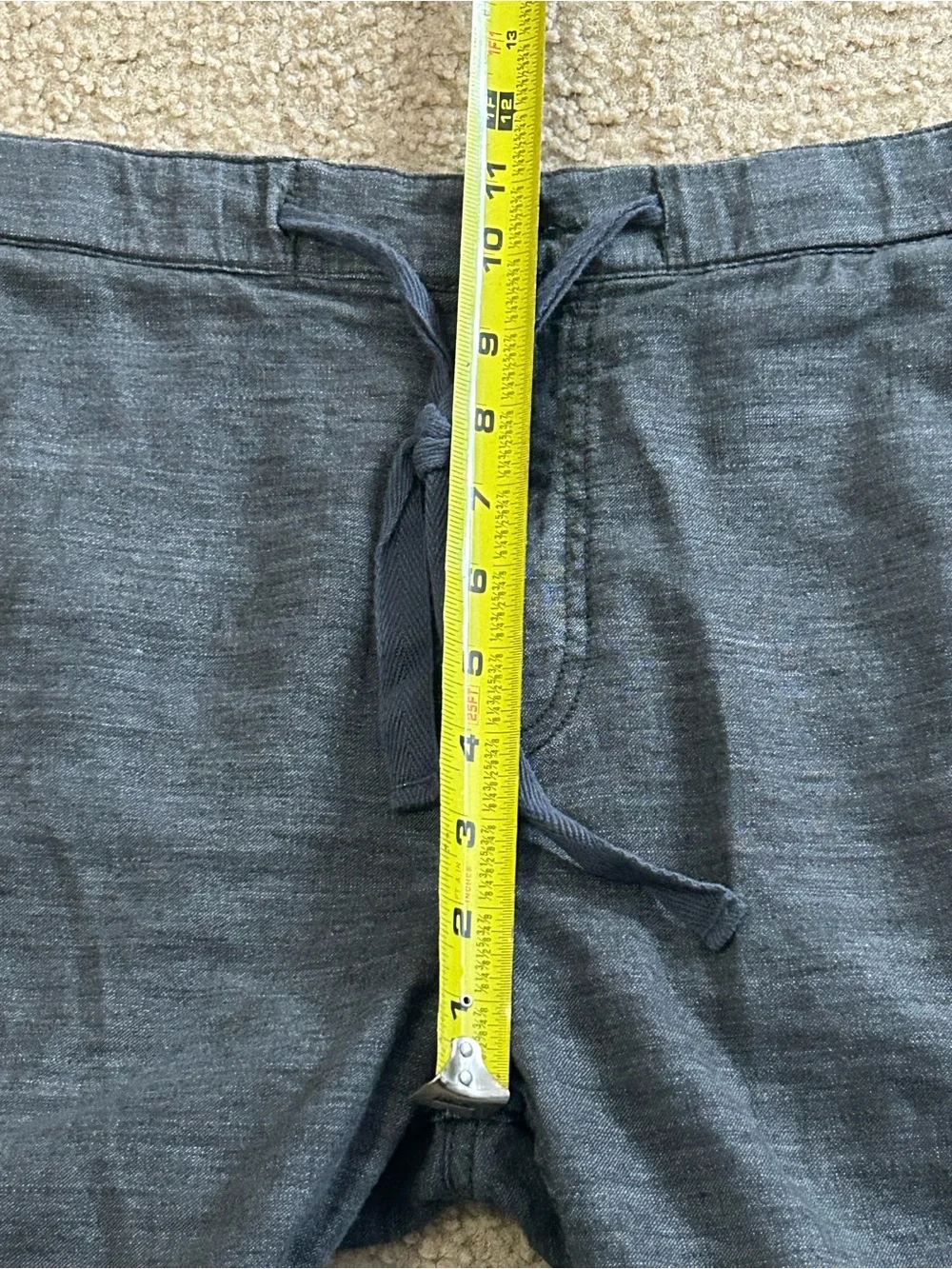John Varvatos Shorts Mens 33 7" Inseam Dark Gray Chino Linen Blend Drawstring - Picture 8 of 9